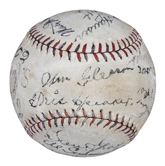 High Grade 1928 Philadelphia Athletics Team Signed Baseball With 23 Signatures Including Speaker, Simmons, Foxx & Cobb (JSA)